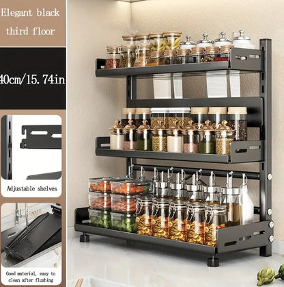 Countertop Kitchen Storage Rack, Spice Rack, Knife Holder, Multi-functional Seasoning Multi-layer Shelf.