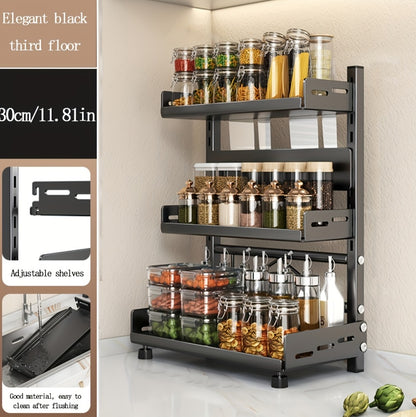 Countertop Kitchen Storage Rack, Spice Rack, Knife Holder, Multi-functional Seasoning Multi-layer Shelf.